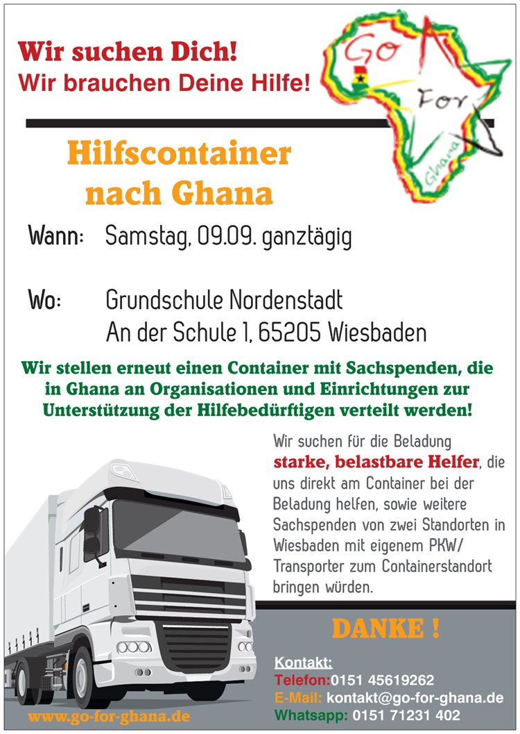 Hilfskontainer nach Ghana